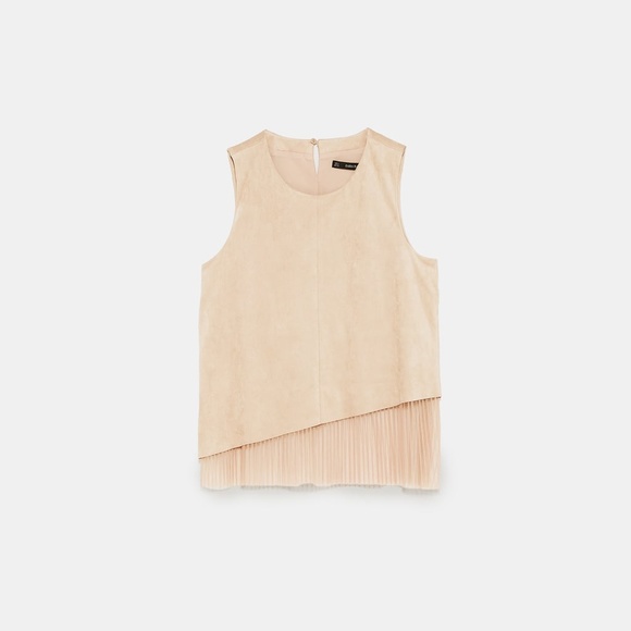 CONTRASTING FAUX SUEDE TOP ZARA - Picture 6 of 6
